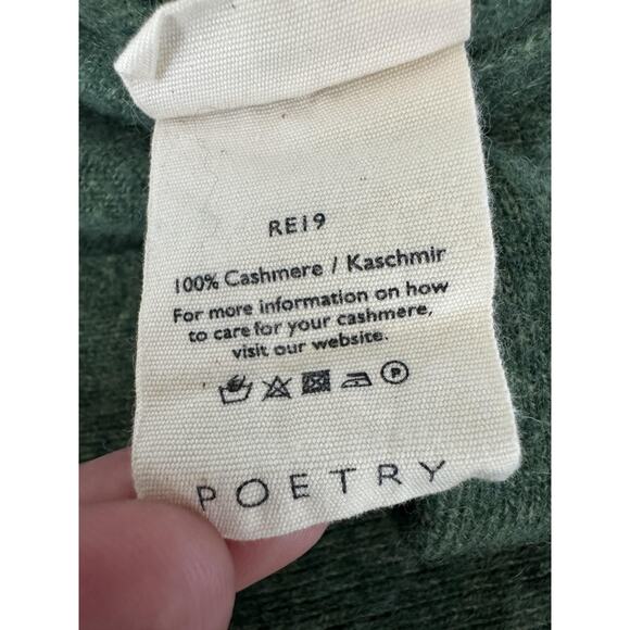 Poetry 100% Cashmere Sweater Womens 8 Forest Green Turtleneck Longline Knit - Picture 5 of 12